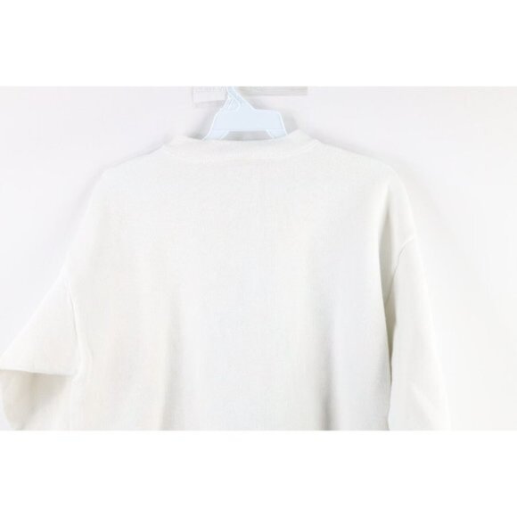 Vintage 90s Peanuts Womens Large Snoopy Brown Christmas Sweatshirt White USA - Picture 7 of 9